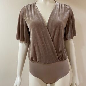 Zara Taupe Wrap Bodysuit